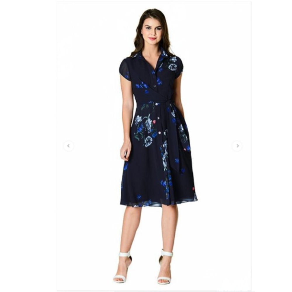 eShakti Blue Floral Dress WITH POCKETS!!